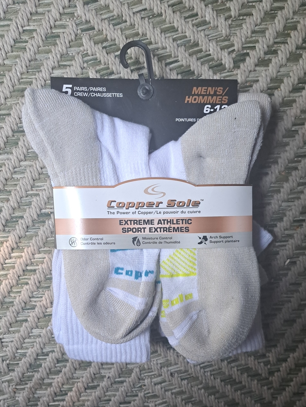 Men’s Athletic Crew Socks - White & Beige (5 Pack)